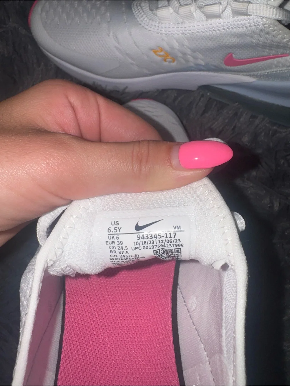 Nike air max 270 sneakers in white pink and orange.